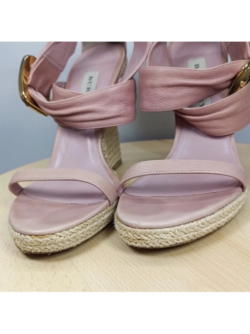 Burberry Pink Wrap-Ankle Espadrille Wedge Sandals - Picture 2 of 8
